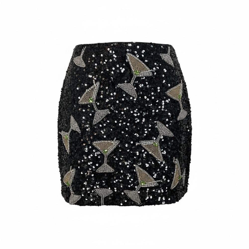 Show Me Your MuMu Black Sequin Cocktail Glass Mini Skort
